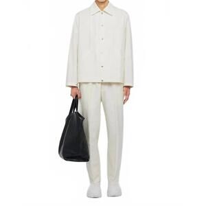 NEW JIL SANDER logo button down jacket in piuma